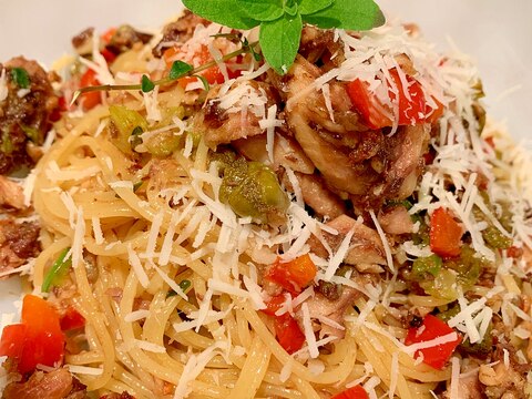 オイルサーディーンとケイパーのパスタ